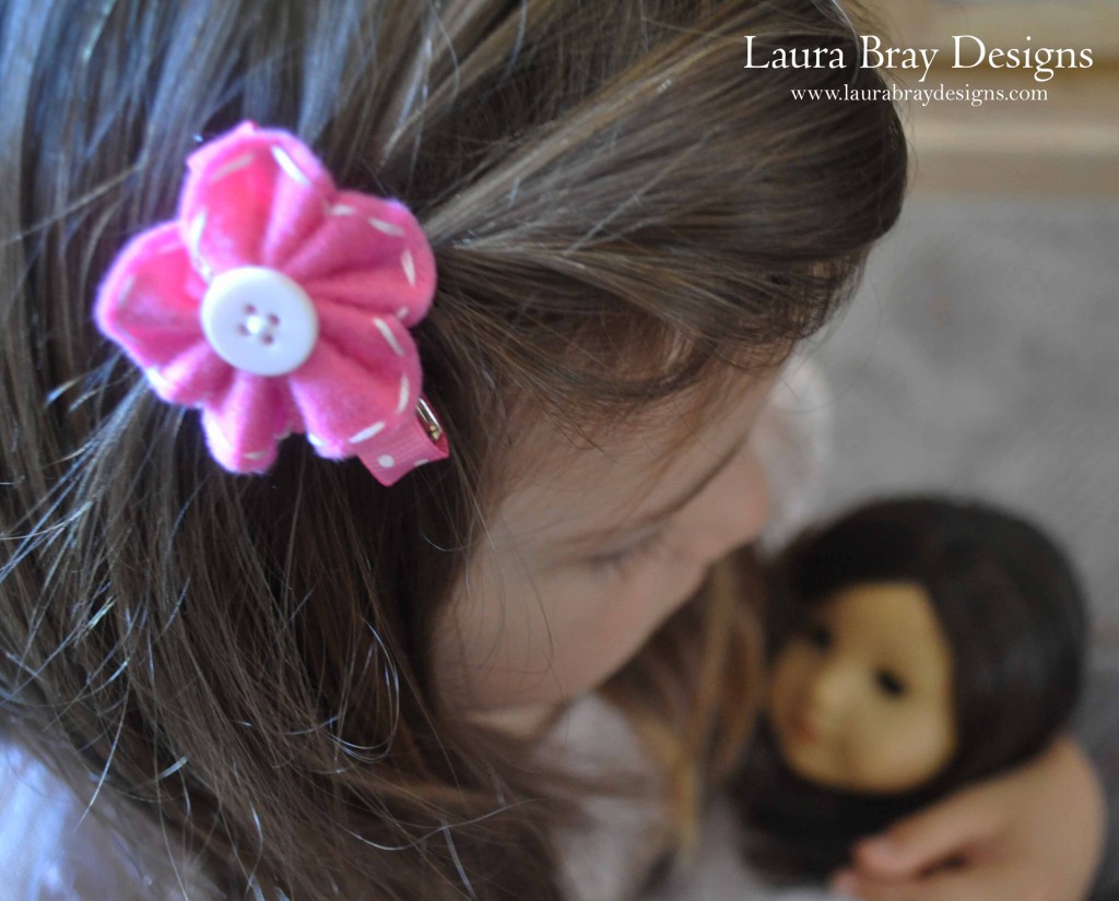LB Felt Flower Barrette Pink Photo 5