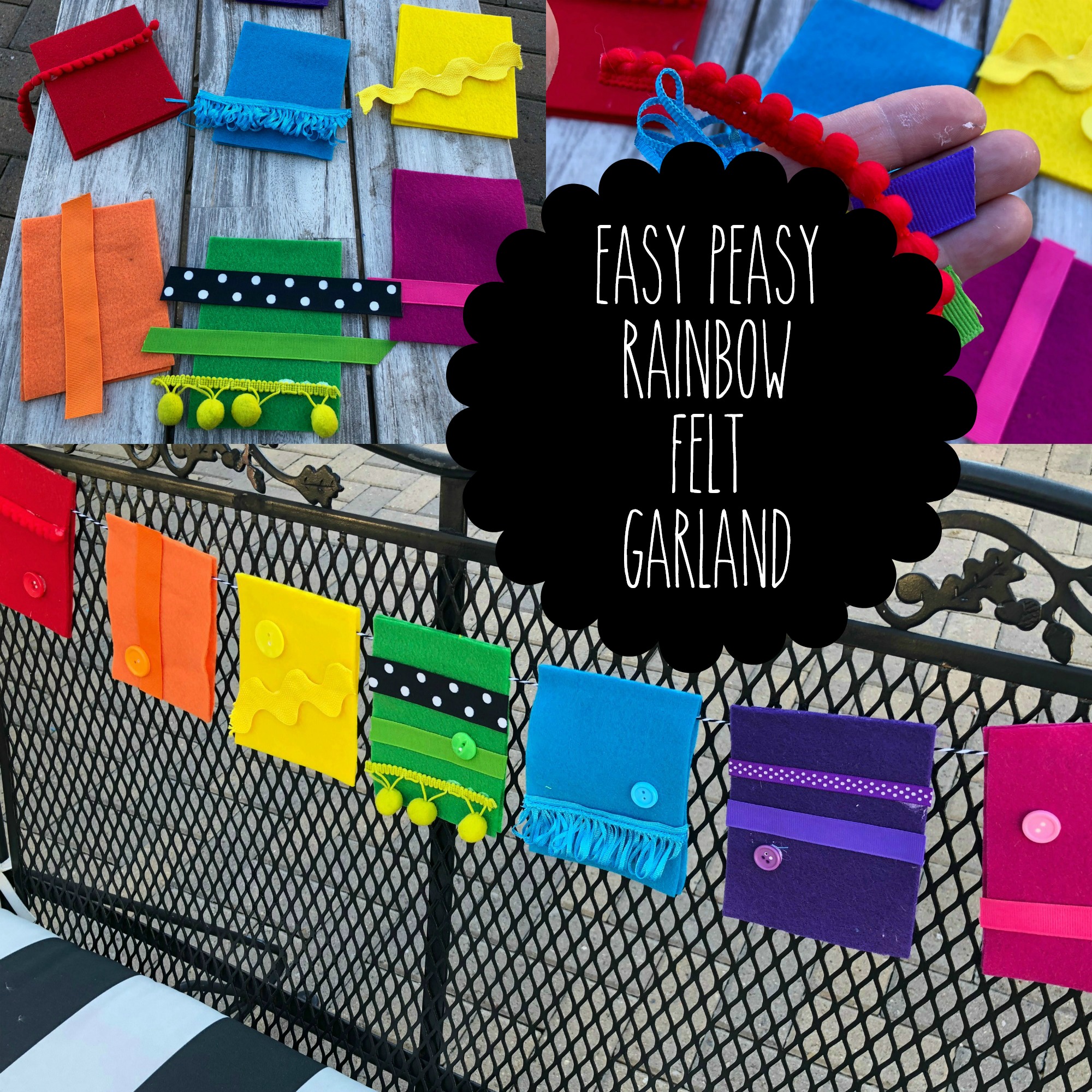 DIY Rainbow Felt Garland hanging