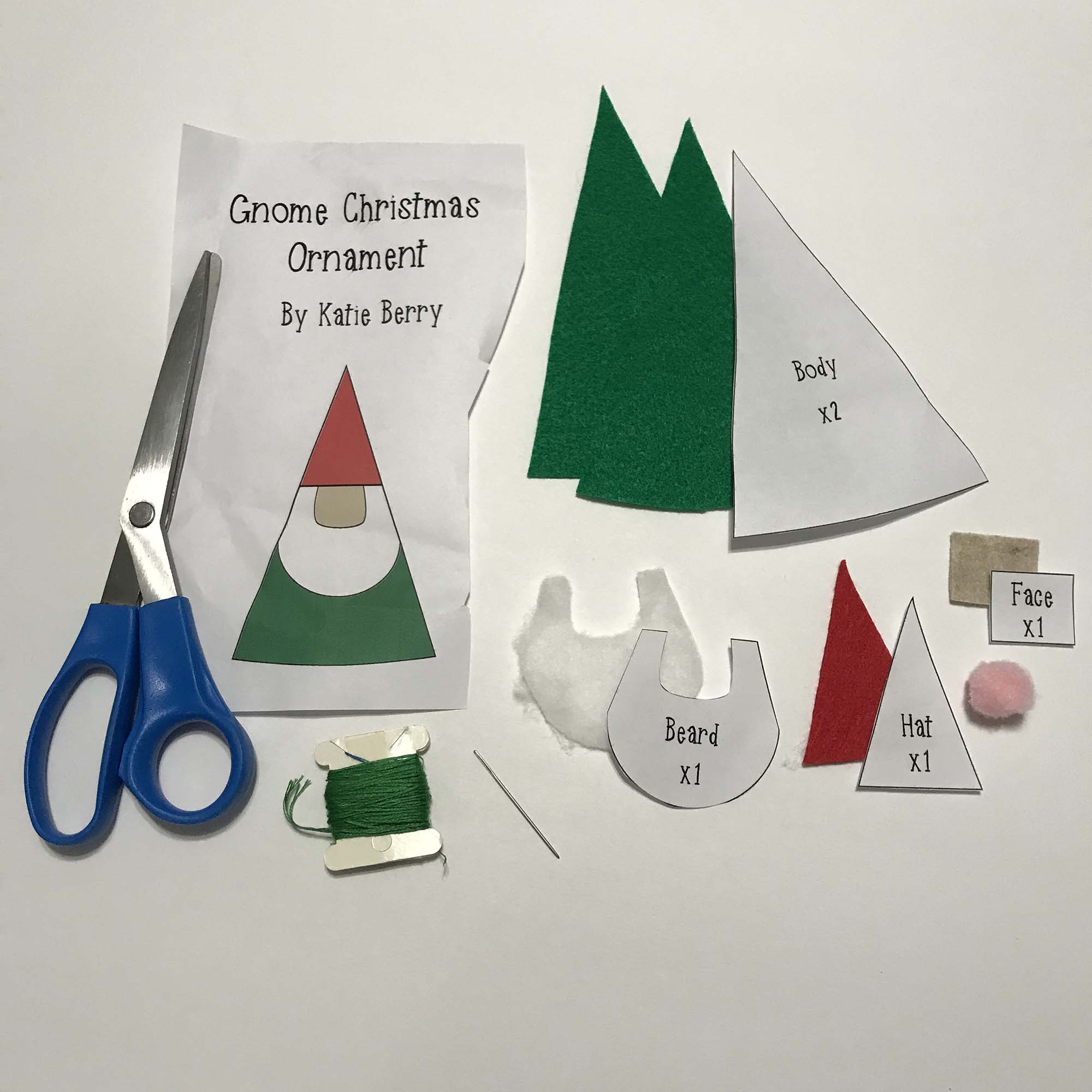 Craft Supplies for Gnome Ornament