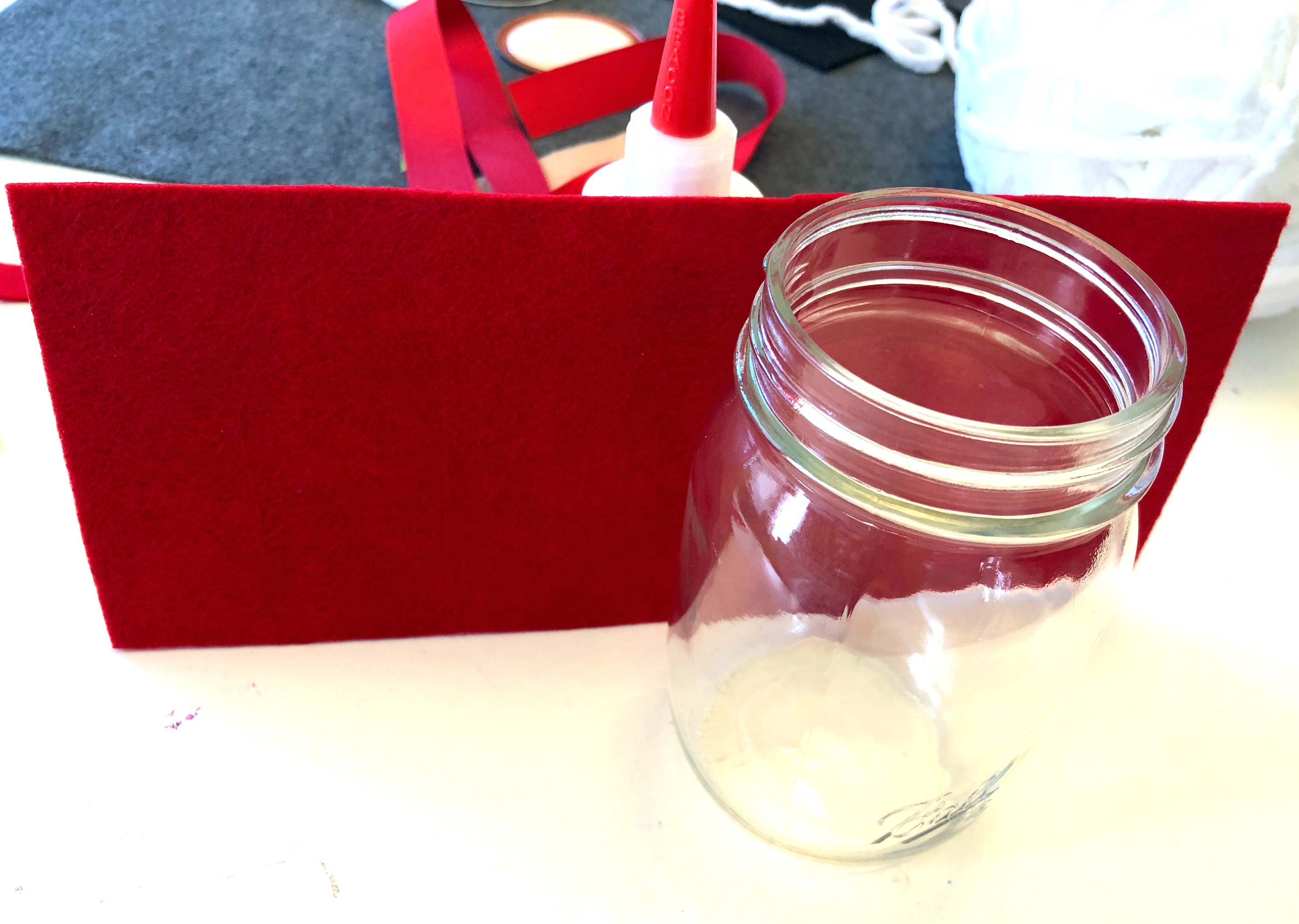 Kunin Felt (red) around jar