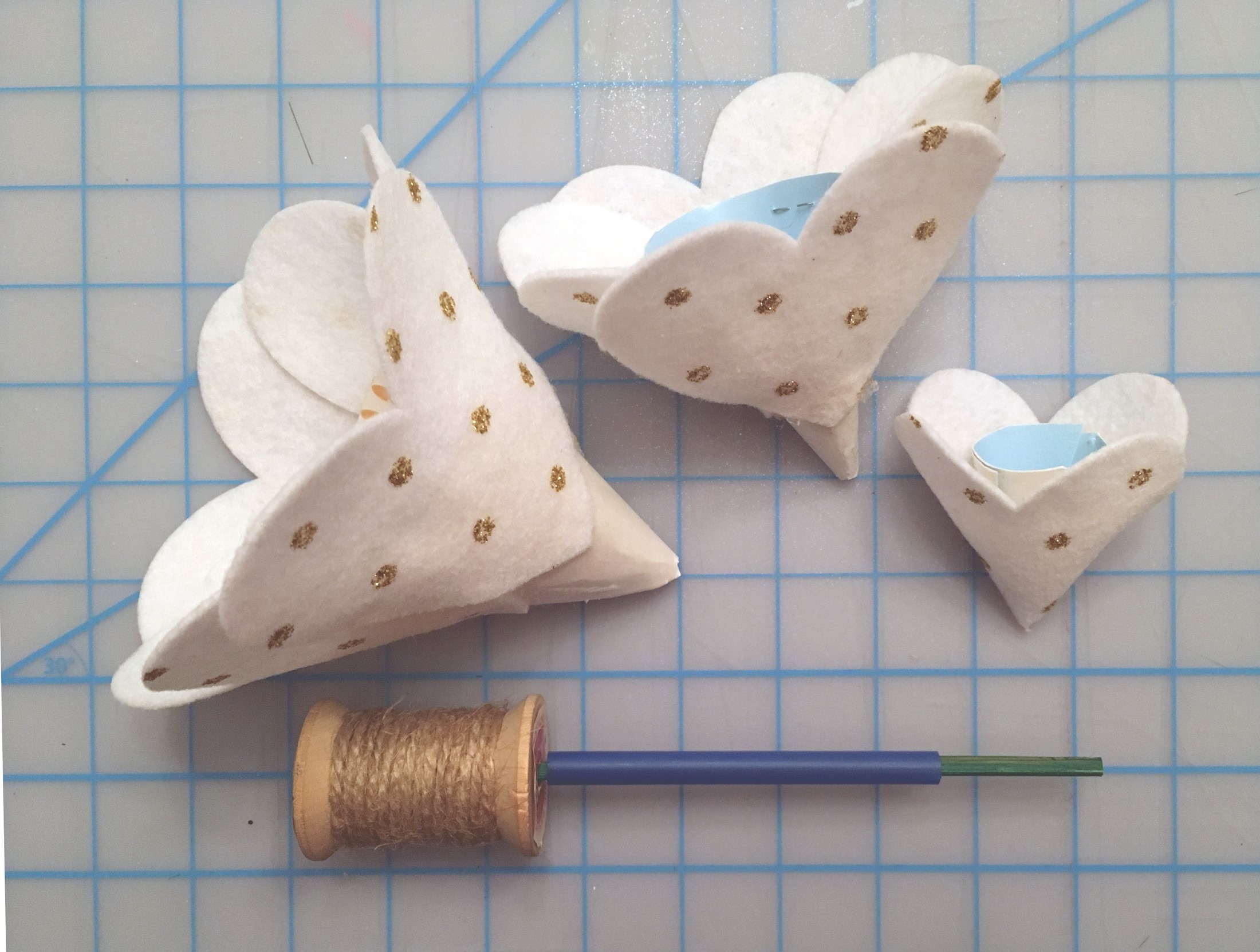 Felt Heart Cutouts on Paper Cones