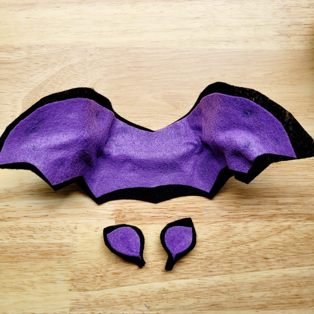 Glue second wing to first for bat stuffie